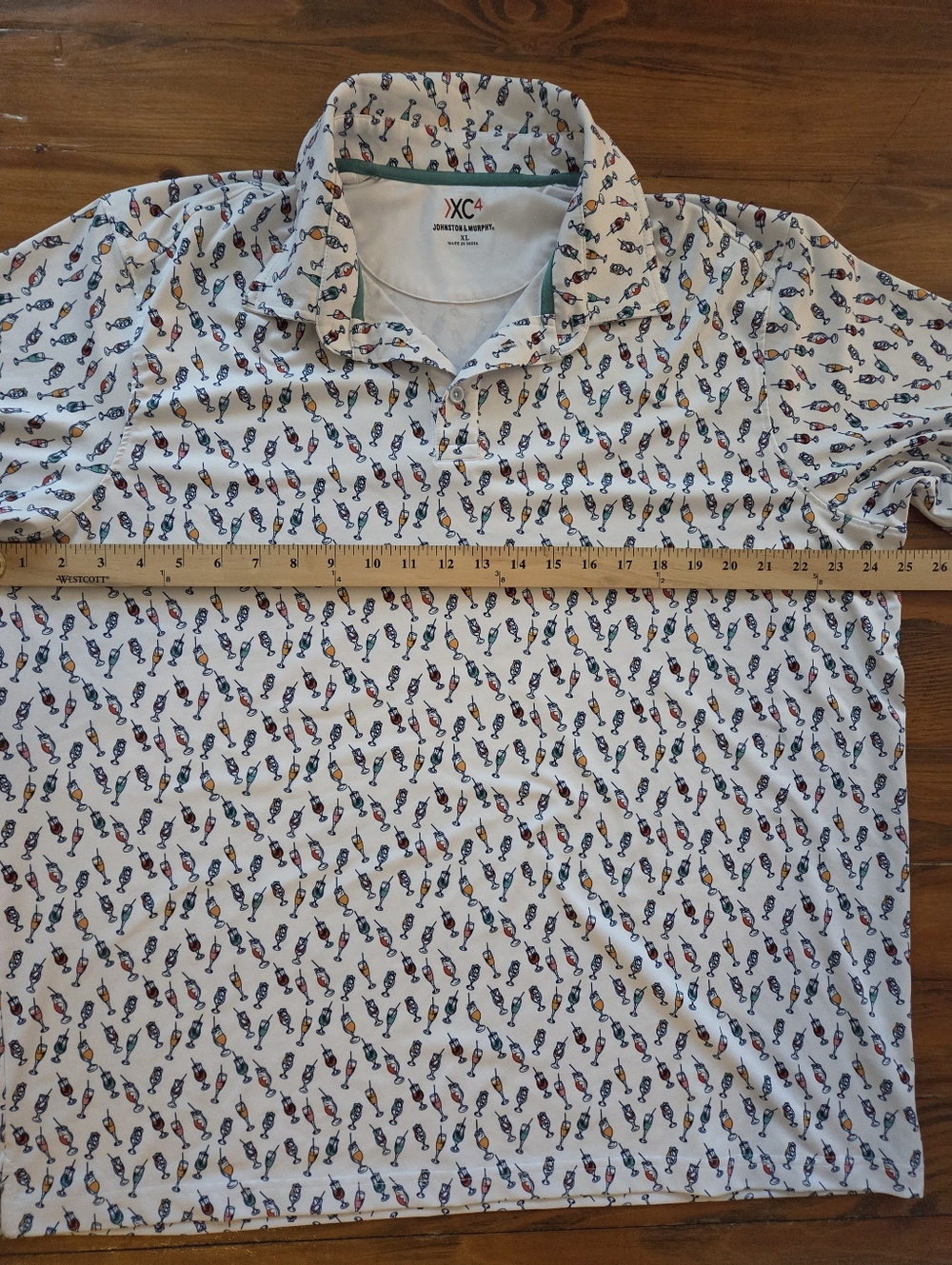 JOHNSTON & MURPHY XC4 COCKTAILS ALL OVER Mens XL Golf Polo Shirt - Picture 6 of 8